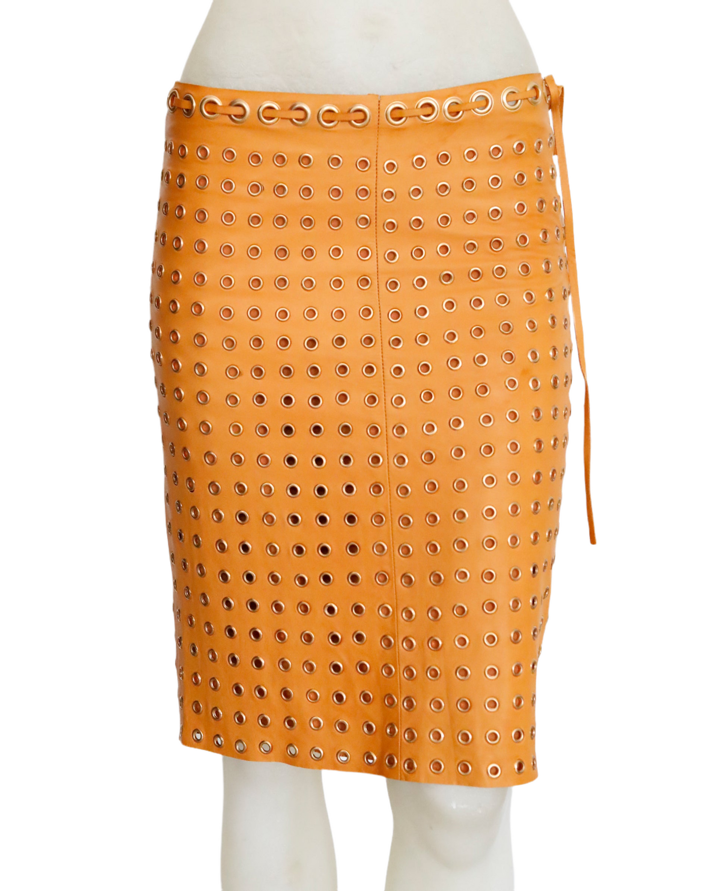 Prada Eyelet Leather Skirt