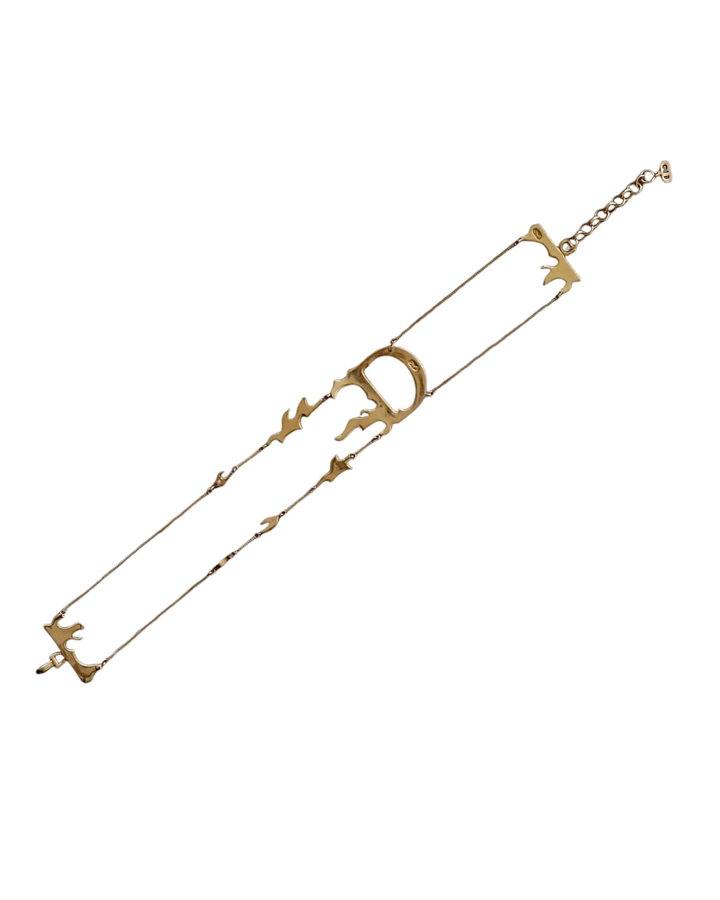 Dior by John Galliano Gold Flame ‚D‘ Logo choker necklace