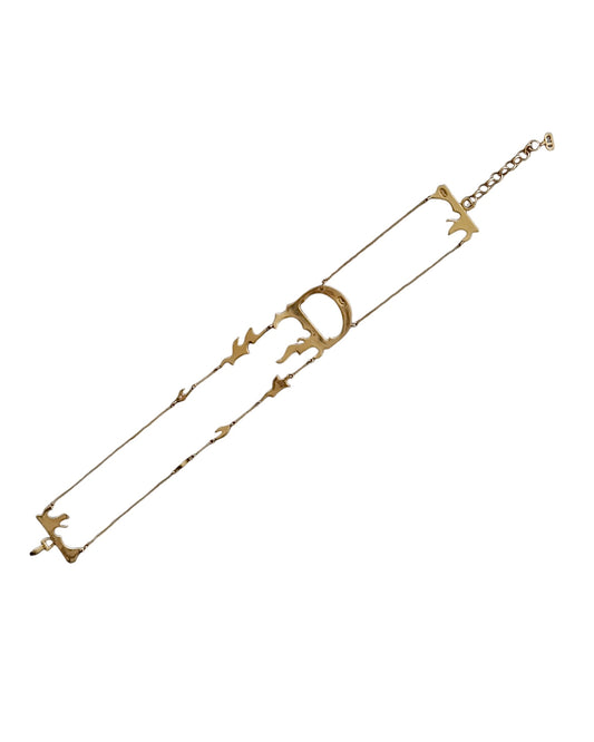 Dior by John Galliano Gold Flame ‚D‘ Logo choker necklace