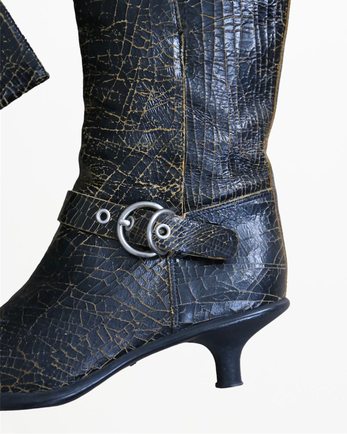 Miu Miu FW2001 cracked leather biker boots