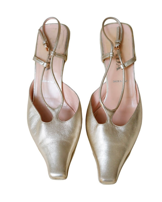 1990s Prada Golden Slingbacks