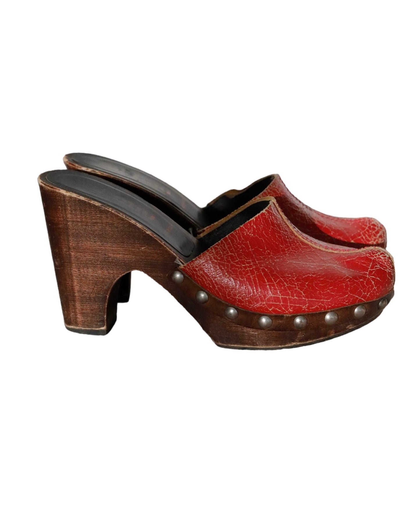 Miu Miu 2001 Cracked leather Clogs