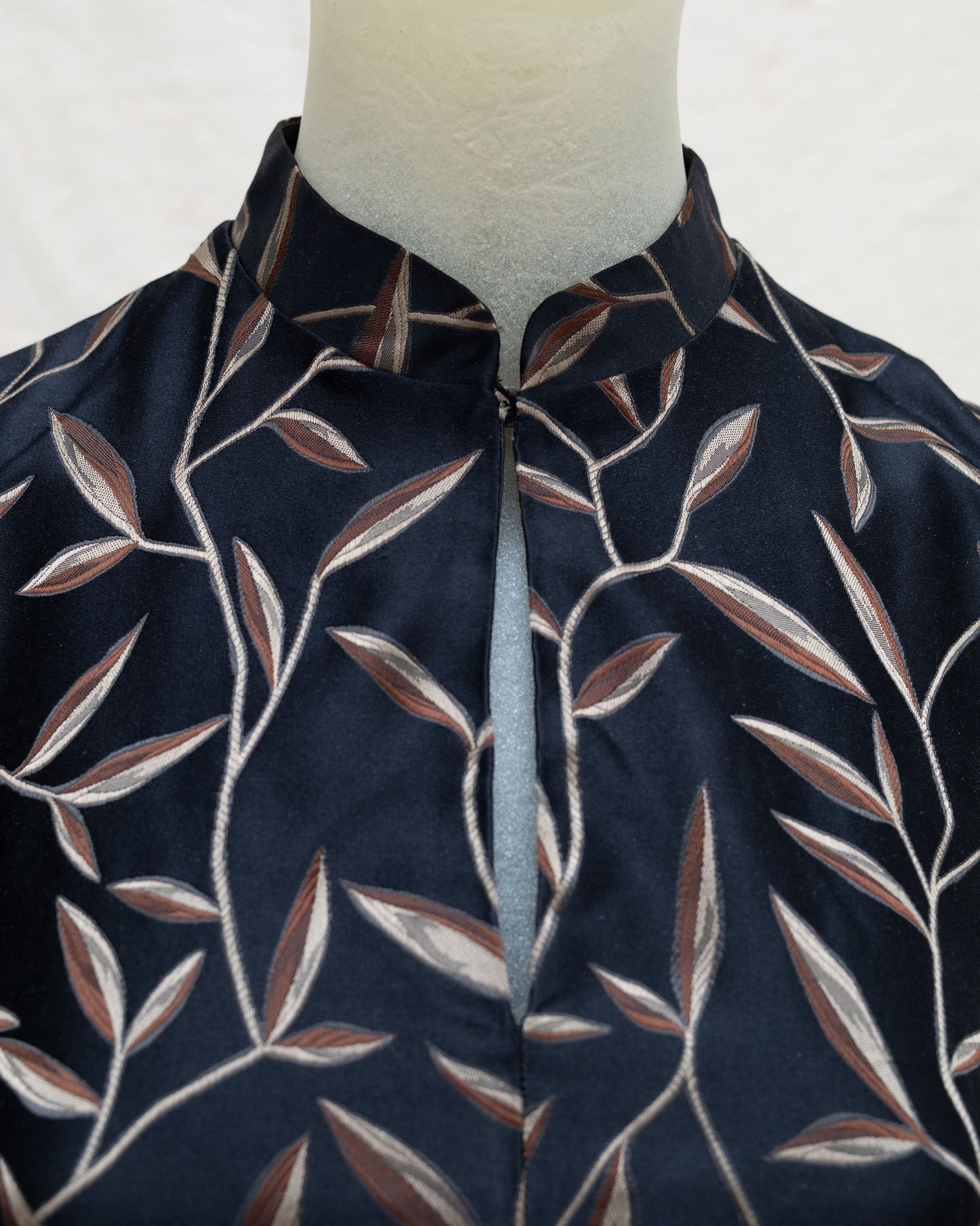 SS 1997 PRADA CHEONGSAM LEAF PRINT RUNWAY TOP