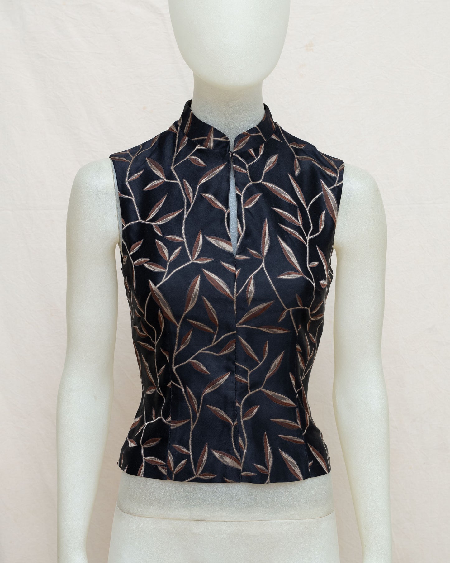 SS 1997 PRADA CHEONGSAM LEAF PRINT RUNWAY TOP