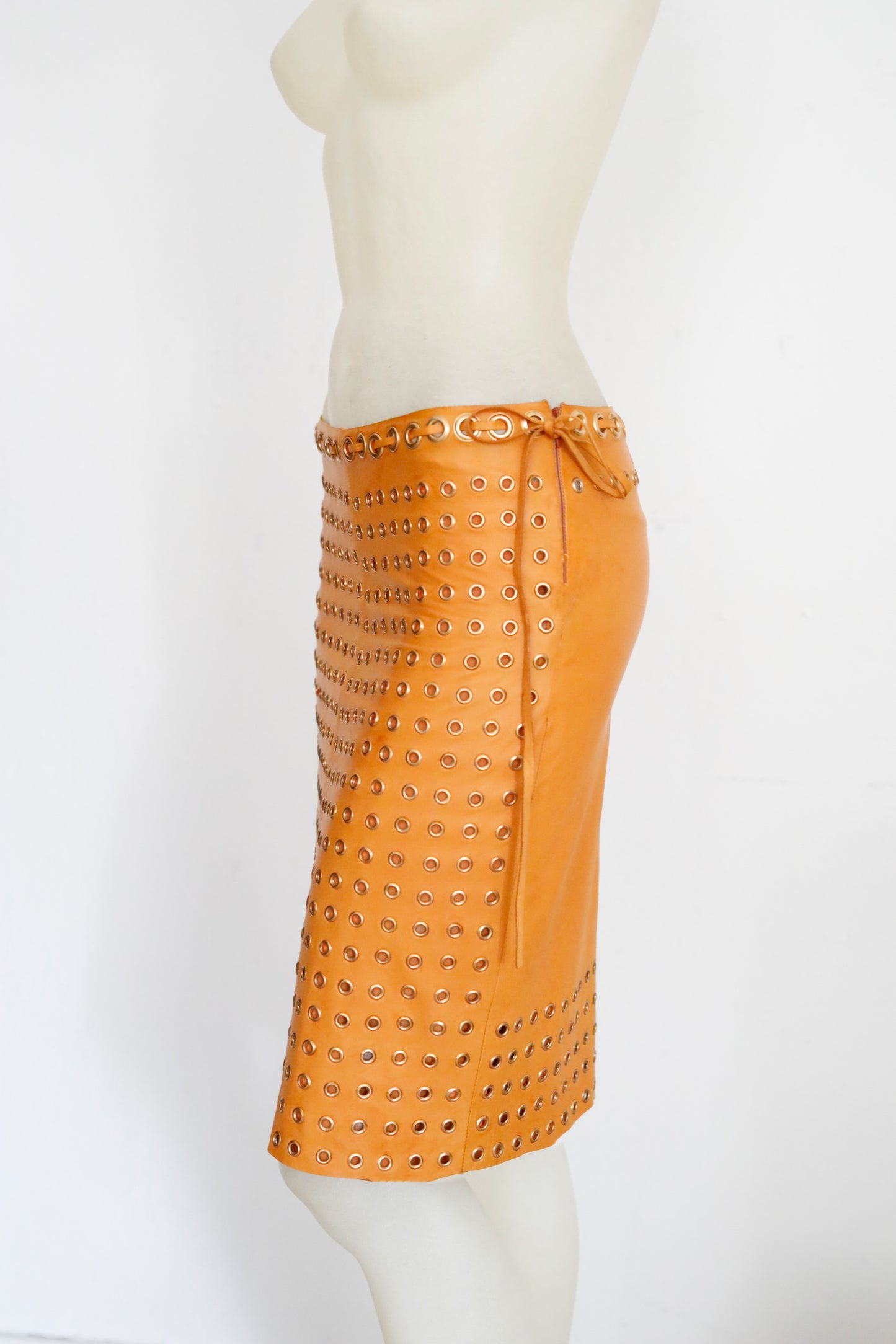 Prada Eyelet Leather Skirt