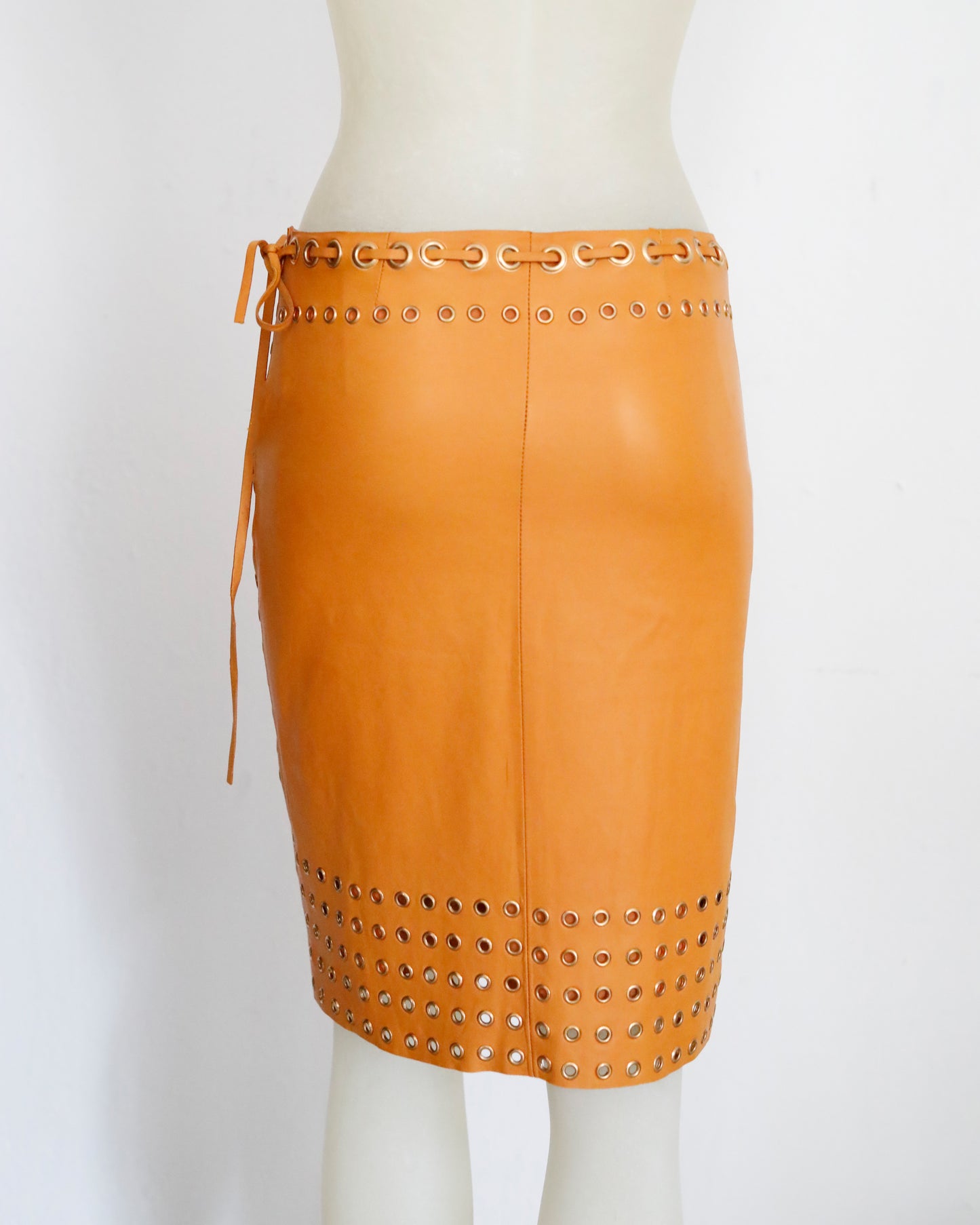 Prada Eyelet Leather Skirt