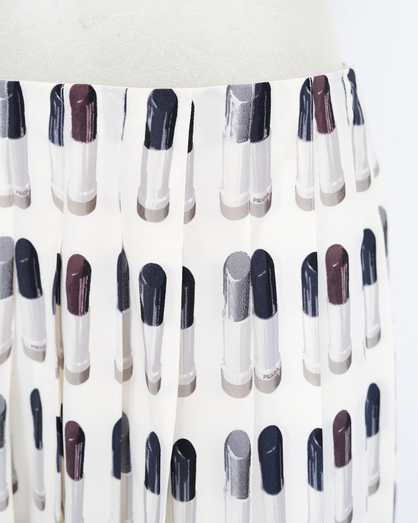 Iconic Prada runway Lipstick Print Skirt SS 2000