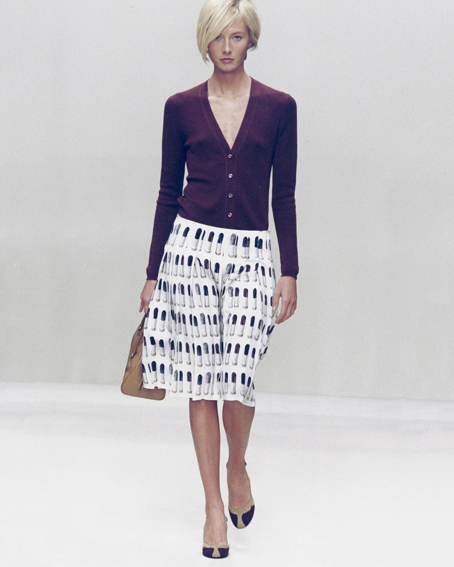 Iconic Prada runway Lipstick Print Skirt SS 2000